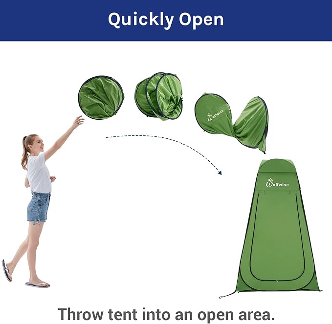 WolfWise Pop Up Privacy Shower Tent Portable Outdoor Sun Shelter Camp Toilet Changing Dressing Room