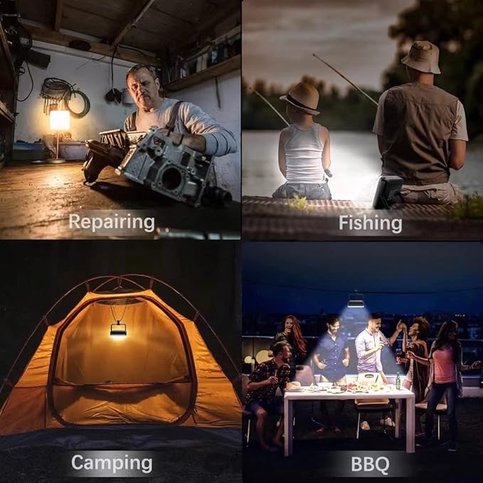 Camping Lantern, 100LED with 4 Brightness, Up to 1000LM, Rechargeable for 120hrs, Power Bank, IPX4 Waterproof, Small & Light, Emergency Light for Blackout, Hurricane, Hiking,Power Outages