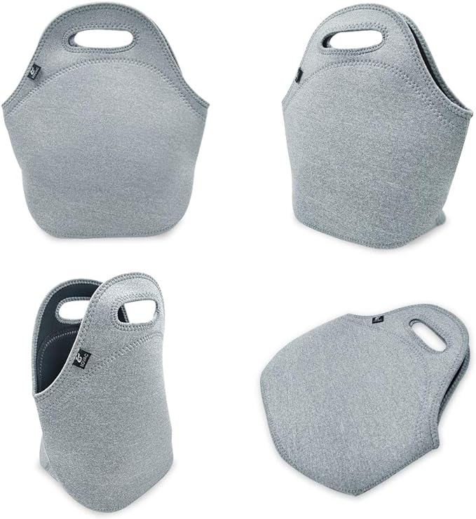 Neoprene Lunch Bag,LOVAC Thick Insulated - Durable & Waterproof Lunch Tote With Zipper For Outdoor Travel Work School (Cool Gray)
