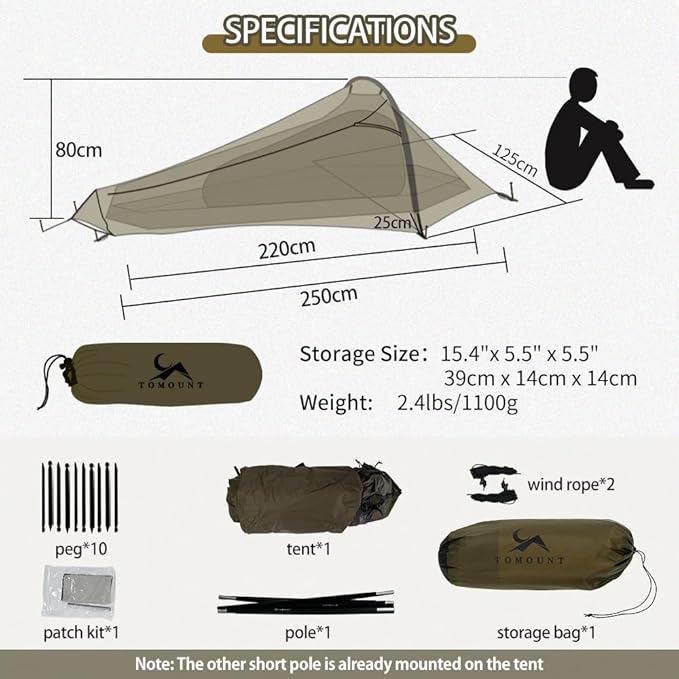 MC TOMOUNT Bivy Tent Ultralight 2.42LBS 1 Person Backpacking Tent for Camping Hiking