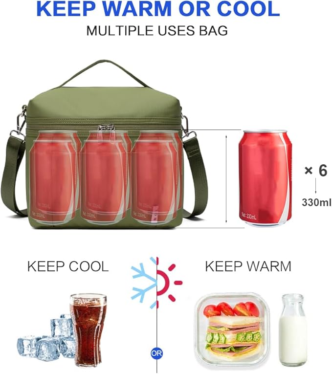 NOL Natural Organic Lifestyle Insulated Lunch Bags for Women Cooler Bag Lightweight Nylon Waterproof Lunch Box For Work