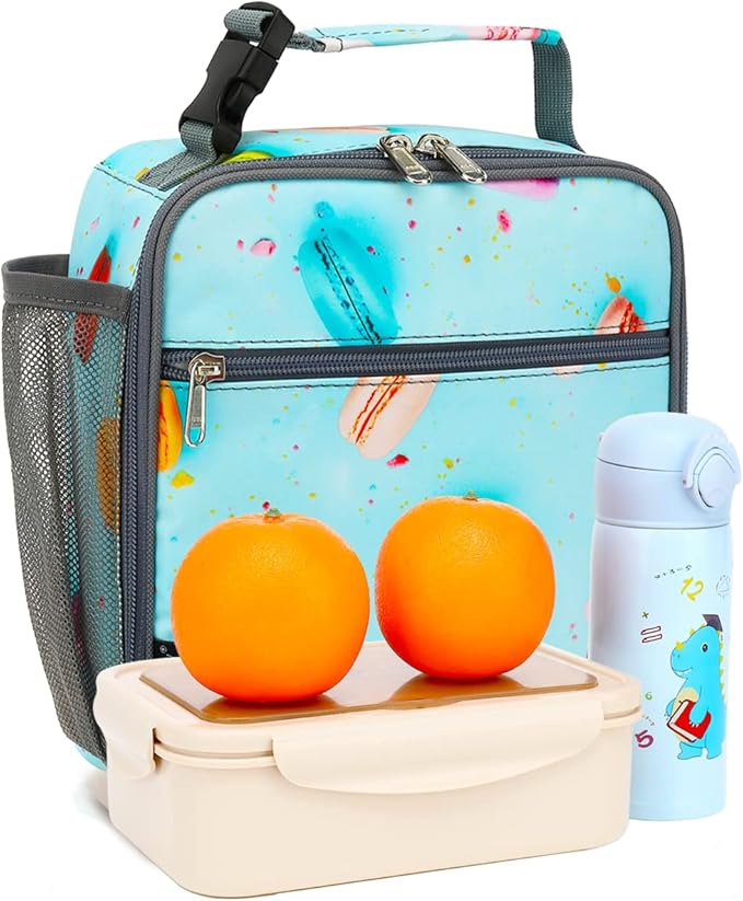 FlowFly Kids Lunch box Insulated Soft Bag Mini Cooler Back to School Thermal Meal Tote Kit for Girls, Boys, Biscuits