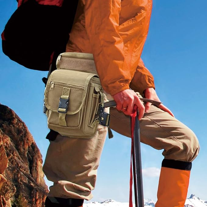 Roaring Fire Multi-Functional Waist Bag, Drop Leg Bag, Waist Pack, Tactical Military Waterproof EDC Fanny Pack for Trekking, Outdoor, Hiking, Motorcycling, Cycling, Traveling, Sling Chest Shoulder Bag