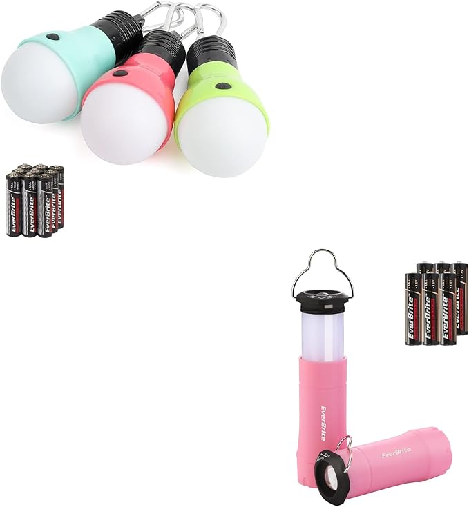 EverBrite 3-Pack Camping Lights and 2-Pack 2-in-1 Mini Lanterns and Flashlights