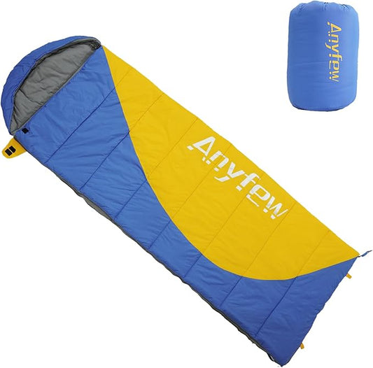 Nylon Sleeping Bag,Blue & Yellow,Flannel Cotton,Portable Tightening Bag Lightweight,Cold Weather Sleeping Bag Waterproof-Warm Camping Hiking Outdoor Travel Hunting