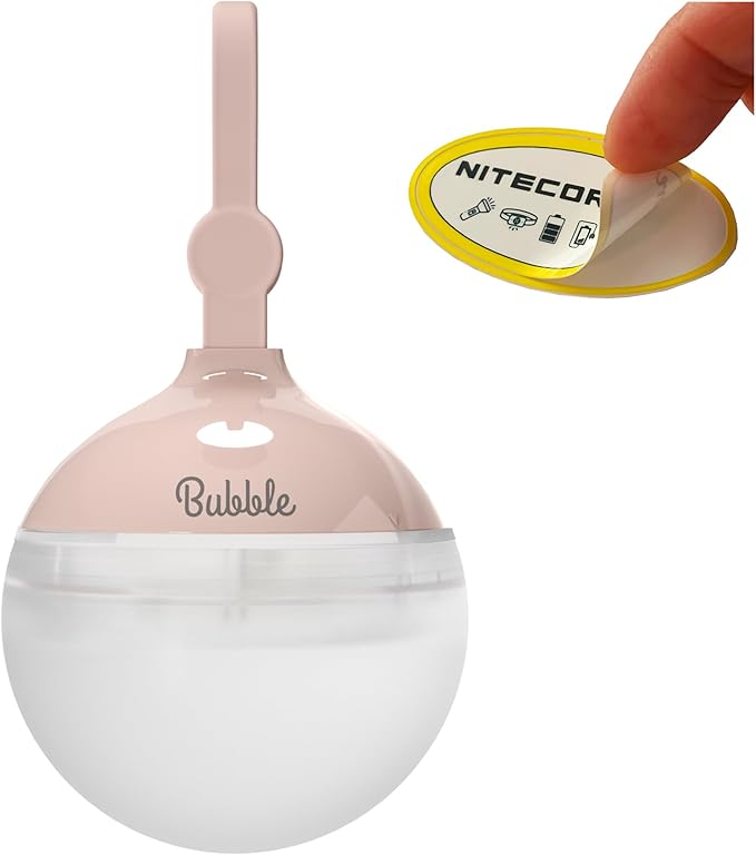 NITECORE Bubble Camping LED Lantern, 100 Lumen Bright Portable Lightweight Stylish Tent Lamp Hurricane Power Outage Outdoor Emergency Light with Nitecore Sticker (Pink)
