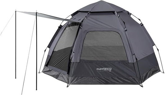 Instant Camping Tent for 4 Person,2 Mesh Windows & 2 Doors,Hexagonal Design,Easy Set Up pop up Tent with Vestibule & Rainfly, Ideal for Family Camp, Outdoor Activity