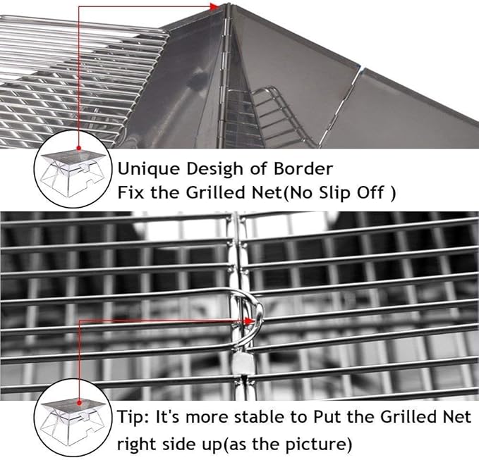 Quick Grill Medium: Original Folding Charcoal BBQ Grill Made from Stainless Steel/Carrying Bag for Backpacking Included /