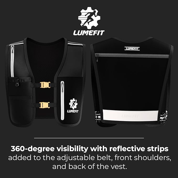 LUMEFIT Running Vest Phone Holder - Hydration Vest with Water Bottle- Reflective Vest for Men and Women- Running Hydration Vest Waterproof Phone Pouch