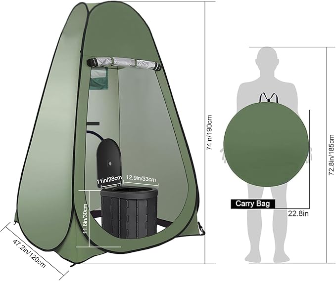 Portable Outdoor Camping Toilet Kit for Adults,Pop Up Privacy Tent, Camping Folding Toilet, 30 Toilet Bags, Washable Foldable for Travel, RV, Car, Beach, Hiking
