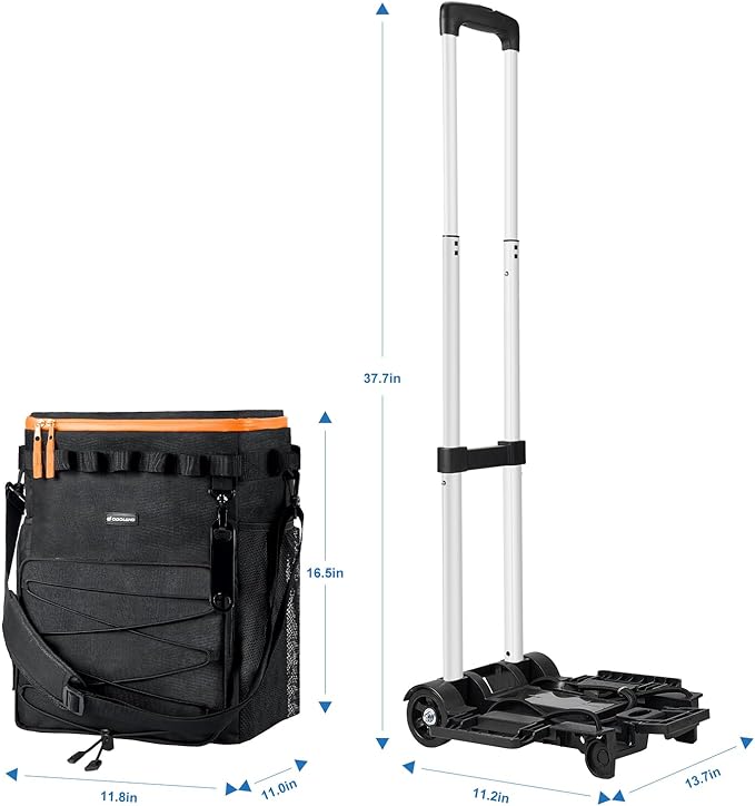 Odoland 48/72 Cans Soft Cooler with Wheels and Handle Collapsible Ice Chest Rolling Coolers on Wheels for Beach Camping Travel and Picnic