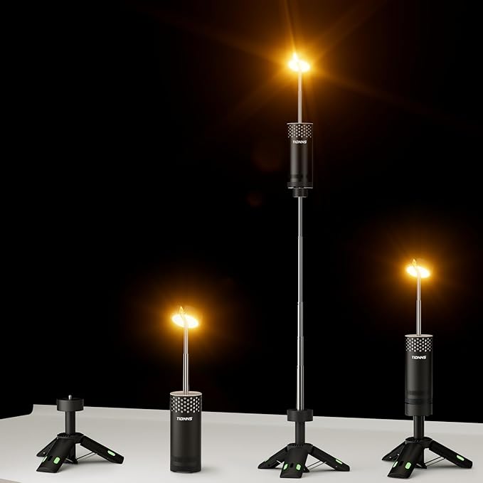 Camping Lights Rechargeable, Detachable Camping Lantern with Stand, Telescopic Waterproof Camping Lamp, Magnetic Work Hanging Light, LED Tent Flashlights for Emergency, Power Outages (Black)