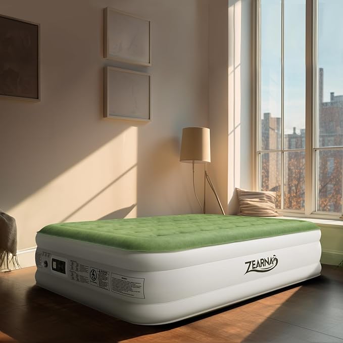 Air Mattress Queen with Built in Pump - Upgraded Blow Up Bed, 2 Mins Quick Self Inflatable, 13"/650lbs Max, All Night No Lost Air, Strong Support, for Camping,Home,Guests,Portable Travel