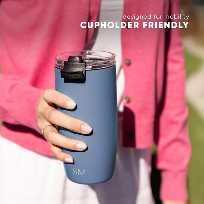 Simple Modern Travel Coffee Mug Tumbler with Flip Lid | Reusable Insulated Stainless Steel Cold Brew Iced Coffee Cup Thermos | Gifts for Women Men Him Her | Voyager Collection | 12oz | Baja
