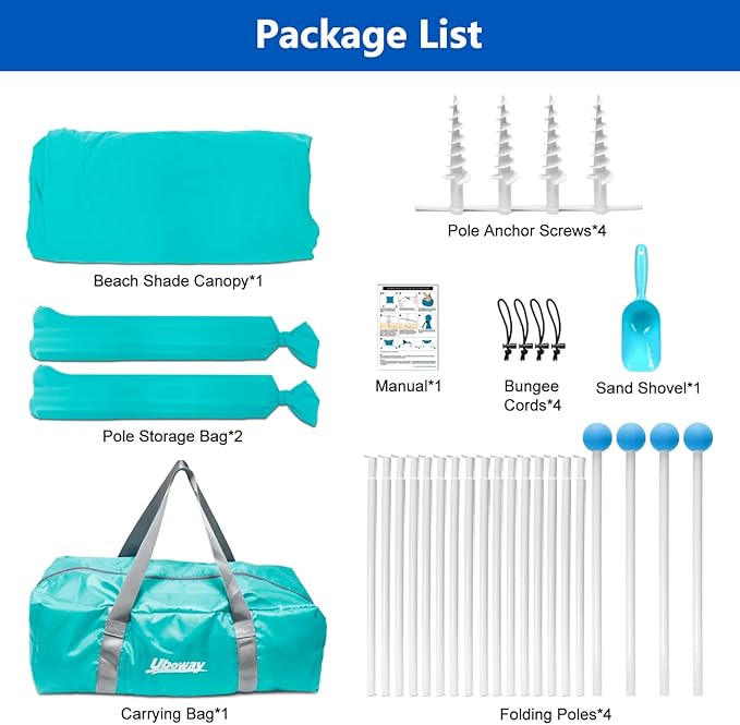 Camping Tent UPF50+ with 8 Sandbags, Beach Shade Canopy with Stability Poles and Big Ground Pegs, Pop Up Canopy for Camping, Picnics, 12X12FT Green