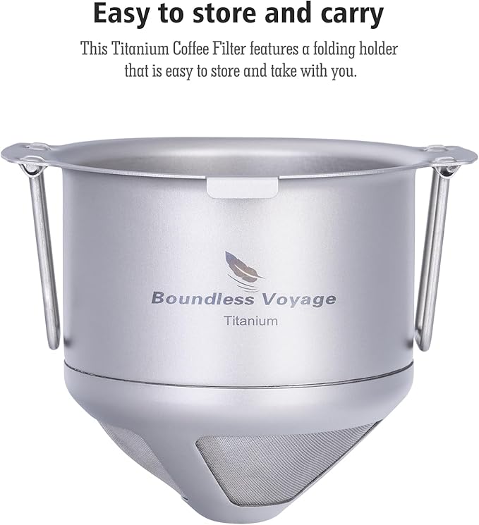 Boundless Voyage Titanium Coffee Drip Filter Reusable Pour-Over Coffee Filters Ultralight Portable Folding Hanging Ear Mini Hand Brewed Coffee Strainer