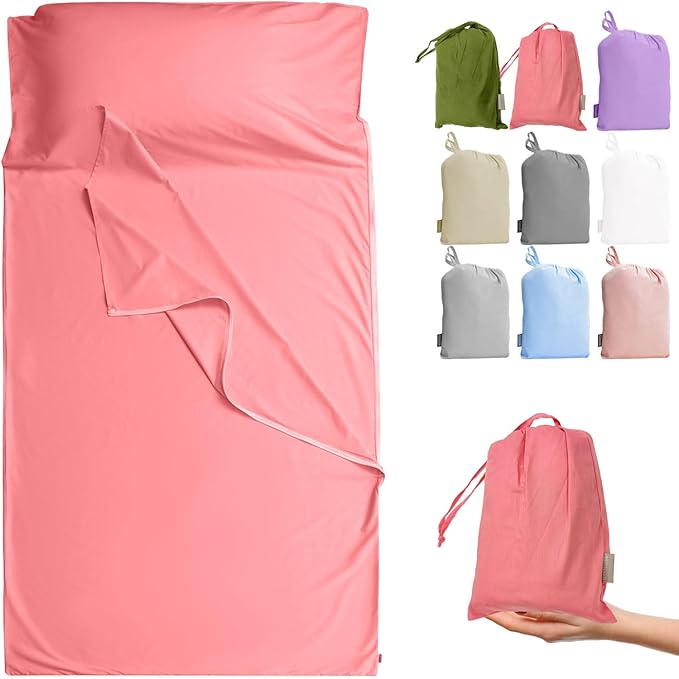 Brand - GANNAFEE Cotton Sleeping Bag Liner with Zipper - 100% Cotton Travel Sheet Sleep Sack Adult - Travel Sleeping Bag for Hotels Camping Hiking