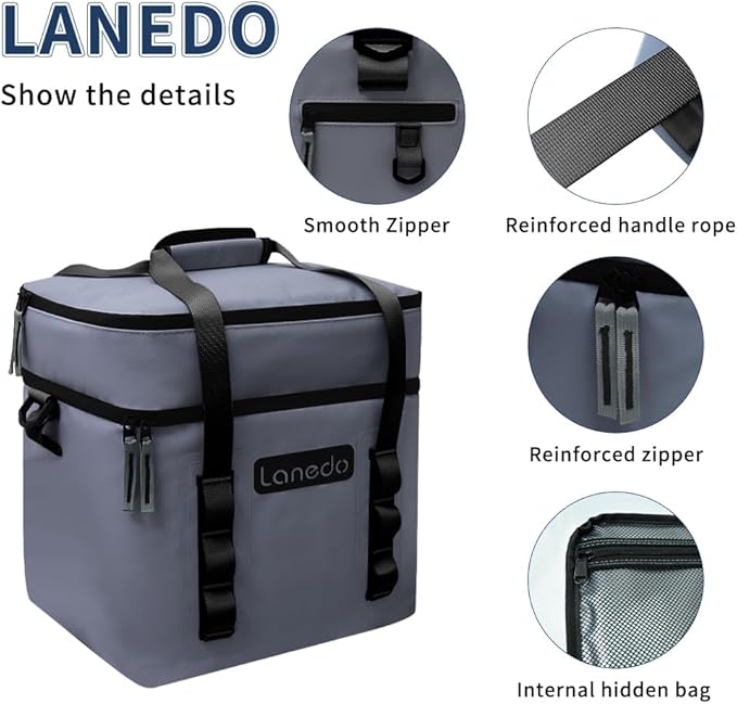 Lisa Lunch Soft Cooler 20/36 Can, Insulated Bag Portable Ice Chest Box for Lunch, Beach, Drink, Beverage, Travel, Camping, Picnic, Car, Trips, Cooler Leak-Proof