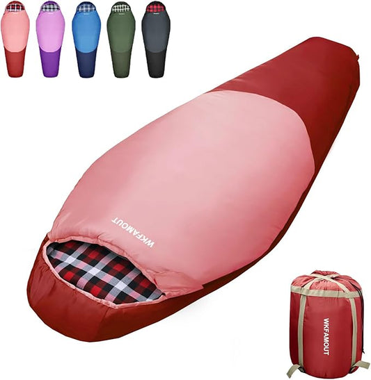 Cold Weather Mummy Sleeping Bag Flannel 0 Degree Winter Sleeping Bag Machine Washable Heavy Duty for Adults,Teenager with Compression Sack 4 Seasons for Camping Hiking Traveling