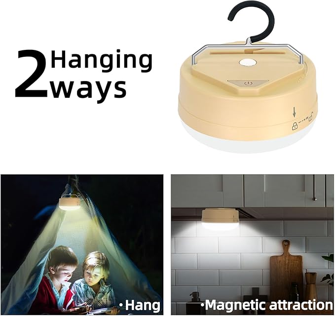 LED Camping Light, 4 Modes, Tent Light with Manget Base, Red Light Camping Lantern, Battery Operated Lamp, Portable Flashlight, Power Outage Light