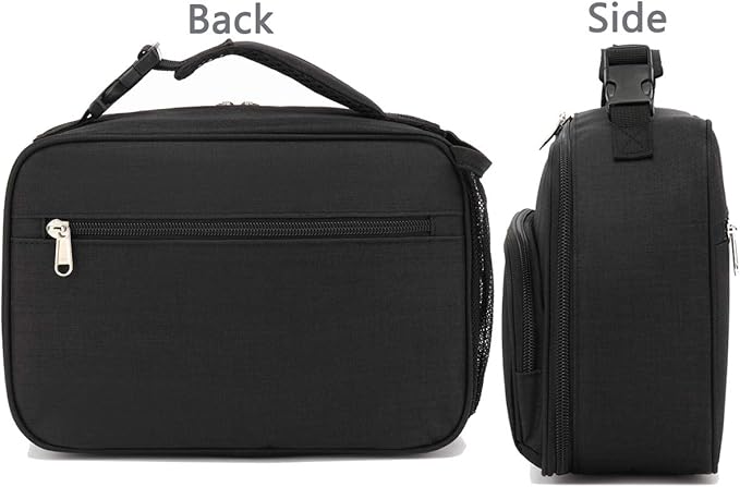 FlowFly Kids Lunch box Insulated Soft Bag Mini Cooler Back to School Thermal Meal Tote Kit for Girls, Boys,Black