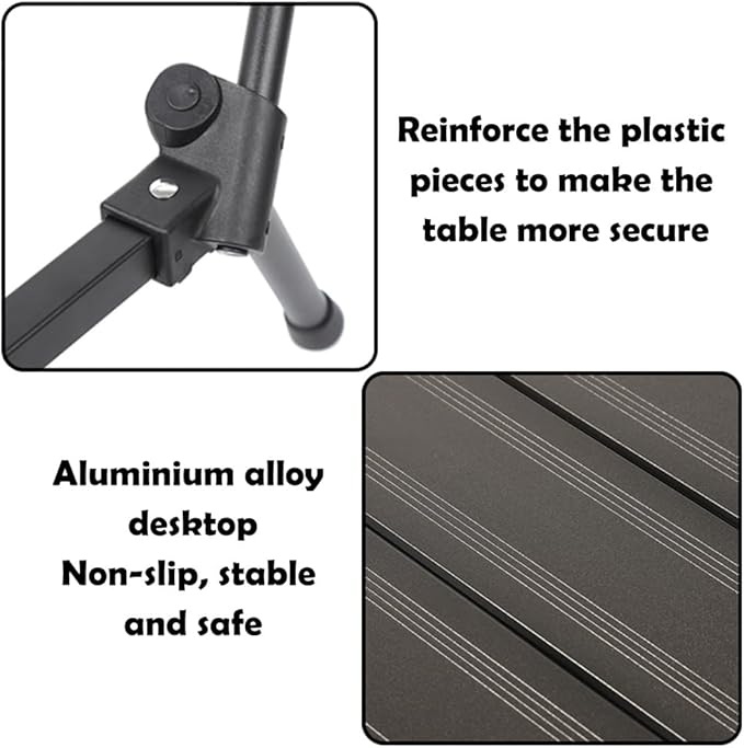 Height Adjustable Folding Camping Table Outdoor Lightweight Aluminum Tables of 4 Positions Ultralight Aluminum Frame Compact with Carry Bag for Camp, Beach, Picnic