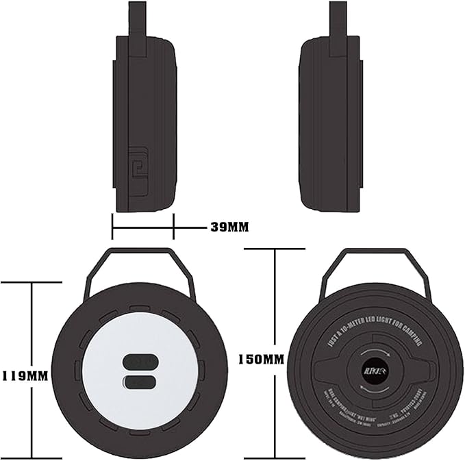 Retractable Camping String Lights Reel, Portable Stowable Rechargeable Strip Light, Waterproof Tent Lantern for Outdoor Hiking Awning Garden Party Festival Decor (Black)