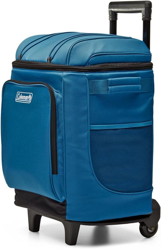 Coleman 42-Can Wheeled Soft Cooler, Leak-Proof Portable Insulated Chiller with 12+ Hour Ice Retention, Made with Recycled Materials