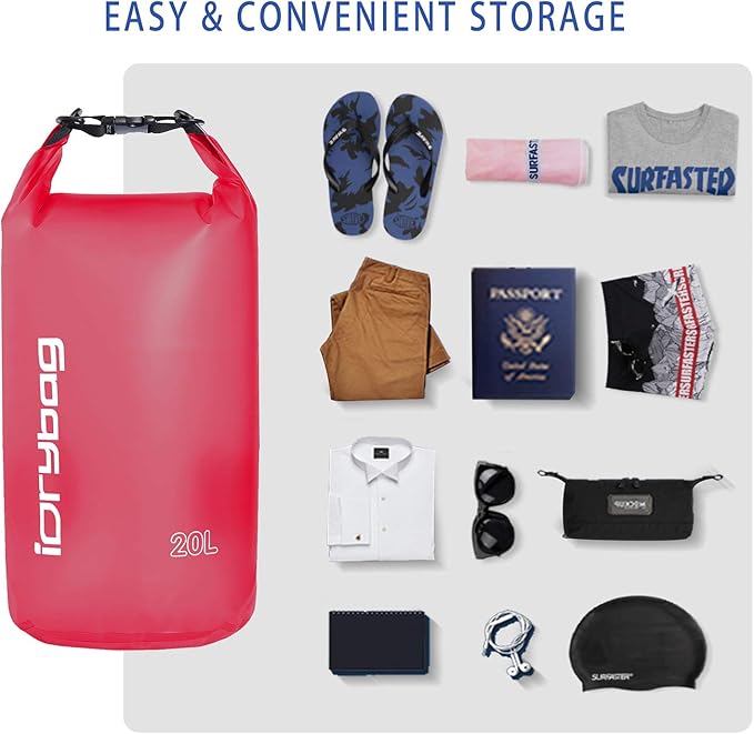 IDRYBAG Clear Dry Bag Waterproof 2L/5L/10L/15L/20L, Small Dry Sack Waterproof Bag for Kayaking