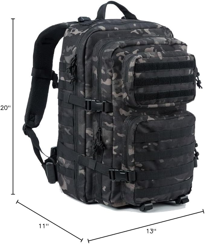 REEBOW GEAR Military Tactical Backpack Large Army 3 Day Assault Pack Molle Bag Backpacks (Black Camo)