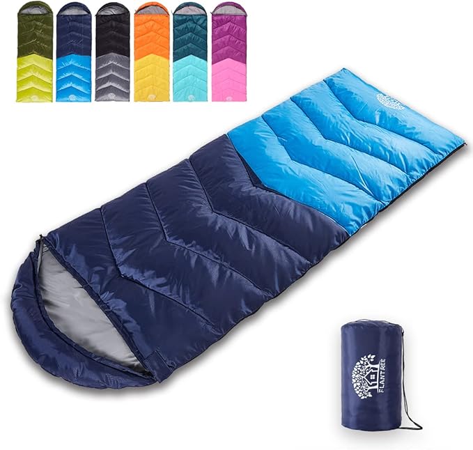 Sleeping Bag 4 Seasons Adults & Kids for Camping Hiking Trips Warm Cool Weather,Lightweight and Waterproof with Compression Bag,Indoors Outdoors Activities