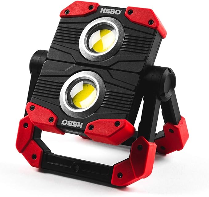 NEBO OMNI 2K Rechargeable Work Light | 2000 Lumens COB, 6 Light Modes, Rotating Magnetic Handles, Built-In Power Bank, Water Resistant, Portable Camping Lantern, Includes USB-C Charging Cable
