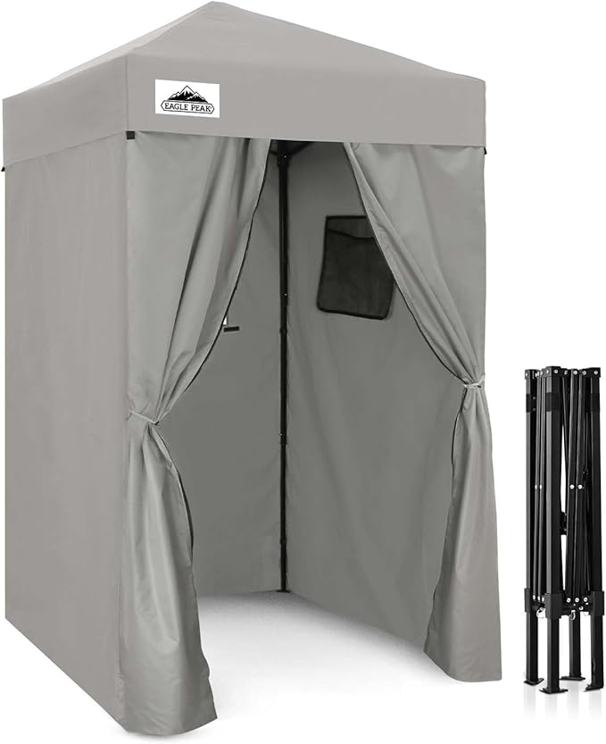 EAGLE PEAK Flex Ultra Compact 4x4 Pop-up Canopy, Sun Shelter, Changing Room, Portable Privacy Canopy Cabana for Pool, Fashion Photoshoots, or Camping, 4x4 ft, Gray