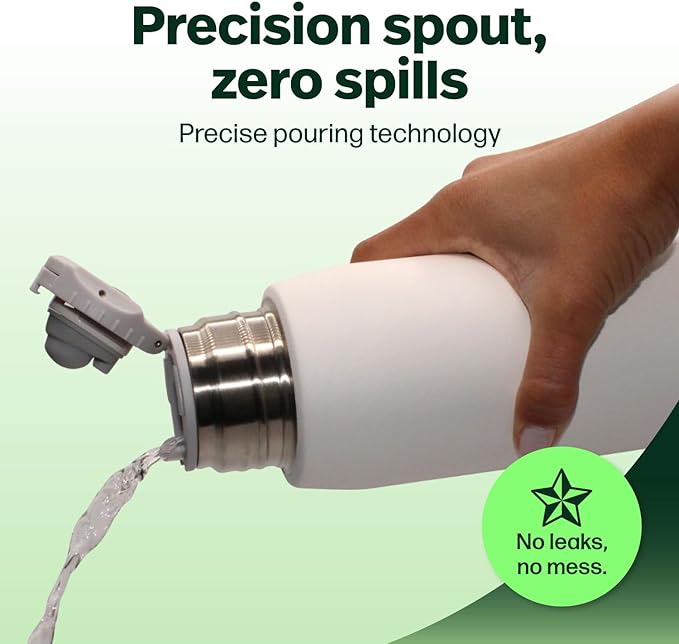 KALMATEH Thermal Double Walled Vacuum Insulated Stainless Steel Beverage Bottle 760ml, Precise Pouring & Heat Retention For Coffee, Tea, Yerba Mate and Camping