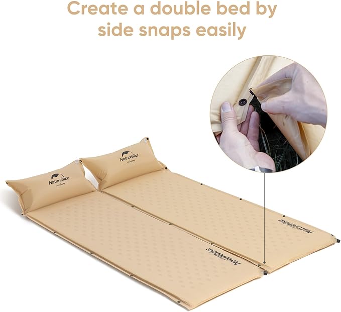 Naturehike Self-Inflating Sleeping Pad, Ultralight Memory Foam Camping Pad with Pillow, Fast Inflating, Sleeping Pad for Camping Hiking with Storage Bag, Single, Yellow