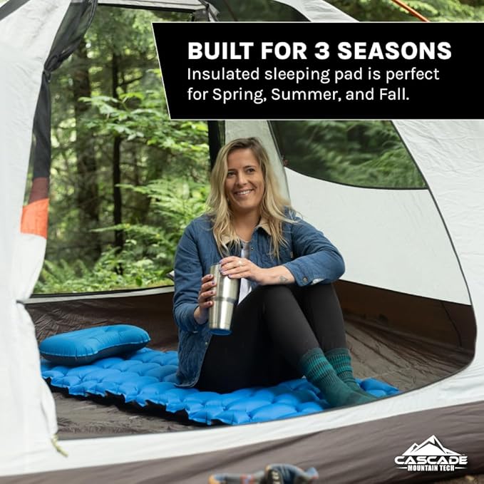 Cascade Mountain Tech Camping Sleeping Pad with Pillow Carry Bag