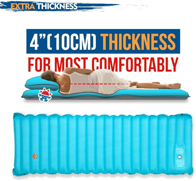 ZOOOBELIVES Extra Thickness Inflatable Sleeping Pad with Built-in Pump, Most Comfortable Camping Mattress for Backpacking, Car Traveling and Hiking, Compact and Lightweight - Airlive2000