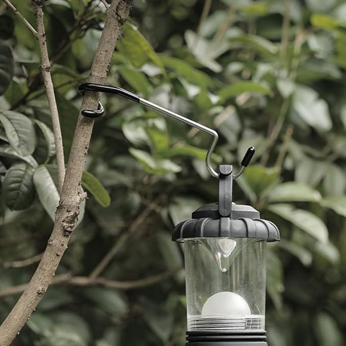 3Pcs Outdoor Camping Lamp Pole Hooks, Non-Slip Portable Multi-Functional S Hooks for Tent Light, String Lights, and Outdoor Hanging, Steel and Rubber