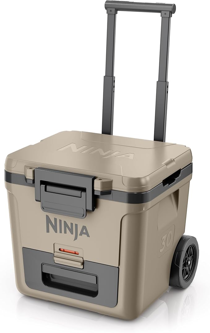 Ninja | Cooler | FrostVault 30QT Cooler with Wheels | Insulated with Temp Dry Storage Drawer | Keeps Ice Cold for Days | for The Beach, Camping, Picnics & More | Birch Beige | FB230CS