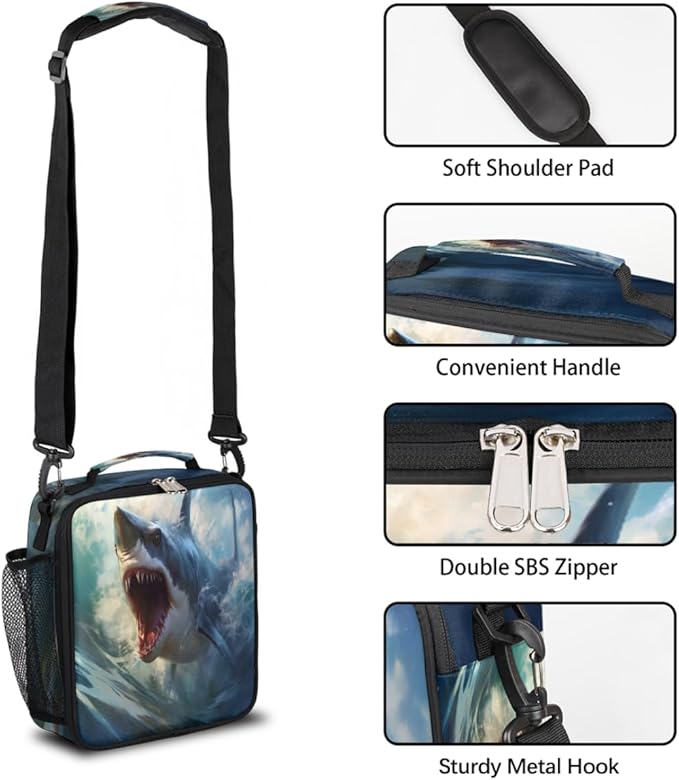 cfpolar Lunch Box for Boys Girls, Insulated Lunch Bags for Kids Reusable Mini Cooler Lunch Tote Lunchbox Thermal Meal Tote Kit with Shoulder Strap for Work School Picnic