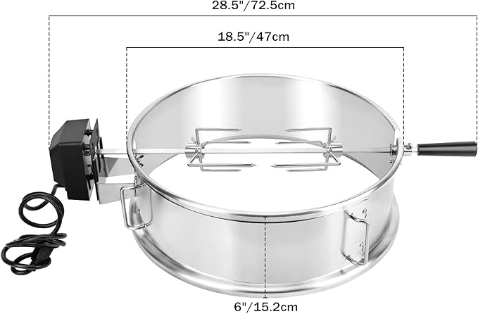 onlyfire Stainless Steel Multi-Purpose Rotisserie and Pizza Combo Kit for Weber 18" and Other Similar Kettle Grills - Include Pizza Peel and Pizza Stone