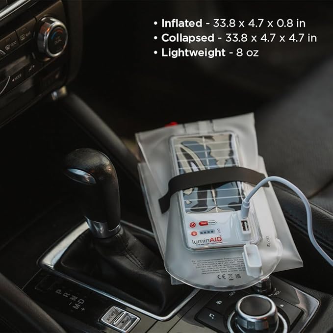 LuminAID Solar Beam with Phone Charger - Shatterproof & Waterproof Inflatable Tube Lantern with 300 Lumens of Bright LED - Perfect for Camping, Backpacking, Hiking, Emergency