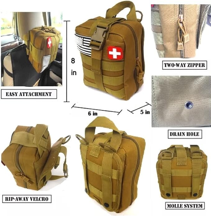 Galaxy 251 Pcs First Aid Kits for Survival Emergency Trauma Military Combat Tactical Medical Hunting Camping Hiking IFAK EMT Bag (Khaki)