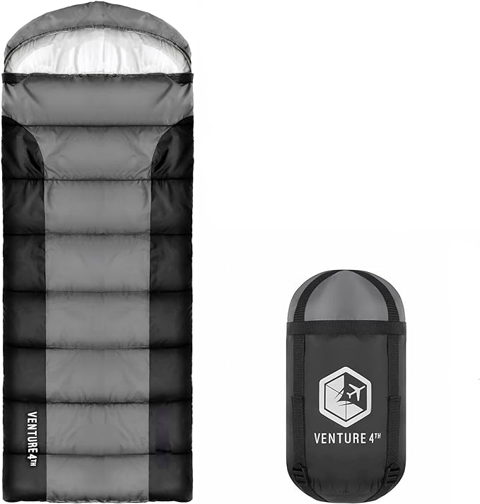 VENTURE 4TH Backpacking Sleeping Bag – XXL, Double and Single Sizes - Lightweight Warm & Cold Weather Sleeping Bags for Adults, Kids & Couples – Ideal for Hiking, Camping & Outdoor Adventures