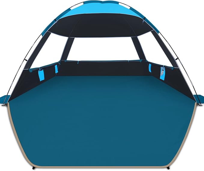 COMMOUDS Beach Tent Sun Shade for 3/4-5/6-7/8-10 Person, UPF 50+ Beach Sun Shelter Canopy Tent, Lightweight, Easy Set Up and Carry