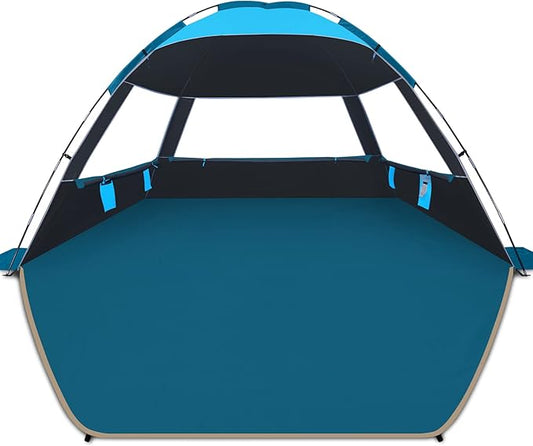 COMMOUDS Beach Tent Sun Shade for 3/4-5/6-7/8-10 Person, UPF 50+ Beach Sun Shelter Canopy Tent, Lightweight, Easy Set Up and Carry