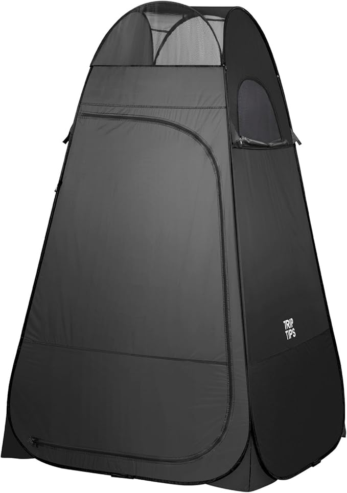 TRIPTIPS Pop Up Shower Tent with Mesh Window, Portable Toilet Privacy Tent, 6.9 FT, Removable Rain Cover/UPF 50+