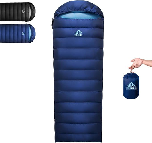 Lightweight Sleeping Bag for Adults. 59-24°F.Weighs only 1.85/2.68lb. Down Sleeping Bag for Hiking, Camping, Mountaineering, Adventure and Backpacking.