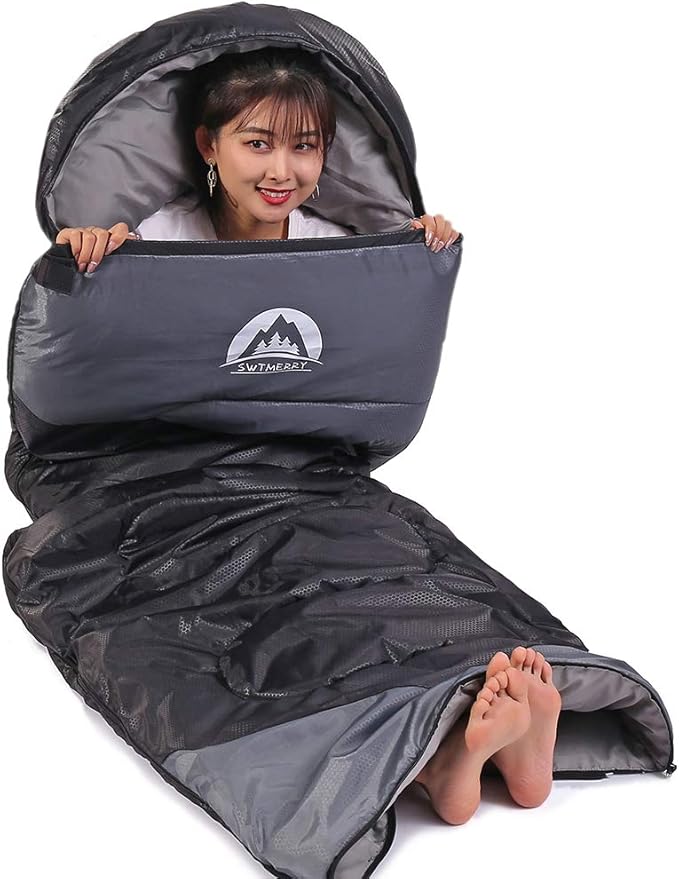 SWTMERRY Sleeping Bag 3 Seasons (Summer, Spring, Fall) Warm & Cool Weather - Lightweight,Waterproof Indoor & Outdoor Use for Kids, Teens & Adults for Hiking and Camping