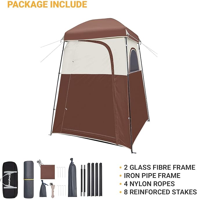 Bundle of KingCamp Oversize Coffee Camping Shower Tent and Blue Outdoor Shower Tents for Camping Changing Dressing Room Portable Toilet Tent, Easy Set Up, More Space Than Pop Up Privacy Tent